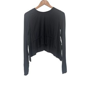 FP Movement Free People Black Asymmetrical Long Sleeve Top Small Yoga Run